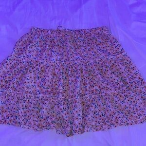 yellow floral mini skirt